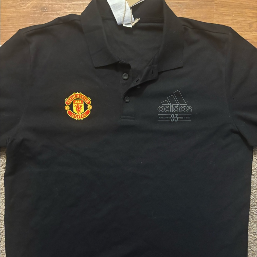 Adidas NWT Black Polo Men’s Medium with Manchester United Emblem Adidas Logo - Picture 8 of 13